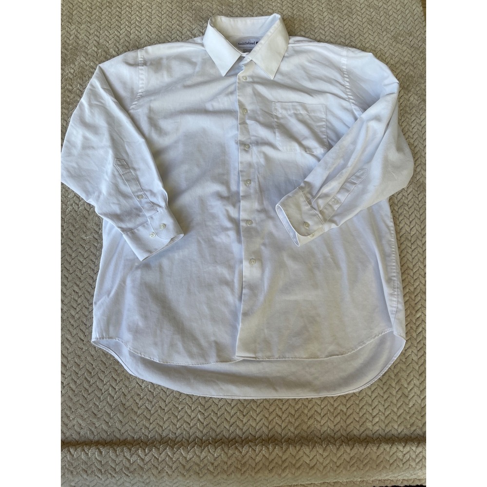 Saddlebred Mens XL White Easy Care Classic Fit Long Sleeve Button Down Shirt